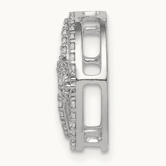 Diamond Celtic Circle Chain Slide, 14K White Gold