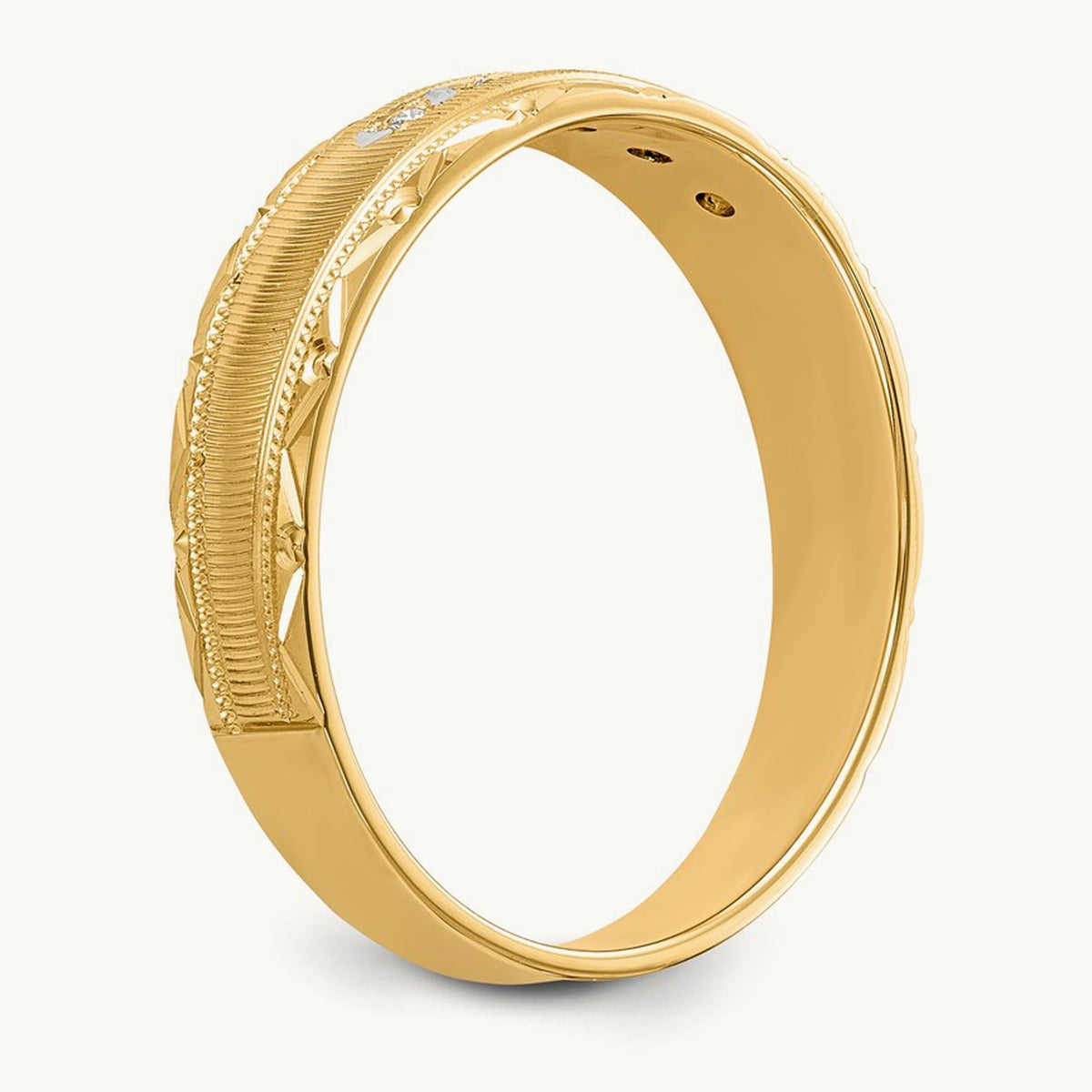 AA Quality Trio Mens Complete Wedding Band, 14K