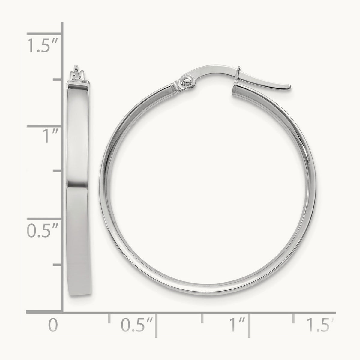 Large Hoop Earrings — 14K White Gold, 3mm