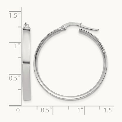 Large Hoop Earrings — 14K White Gold, 3mm