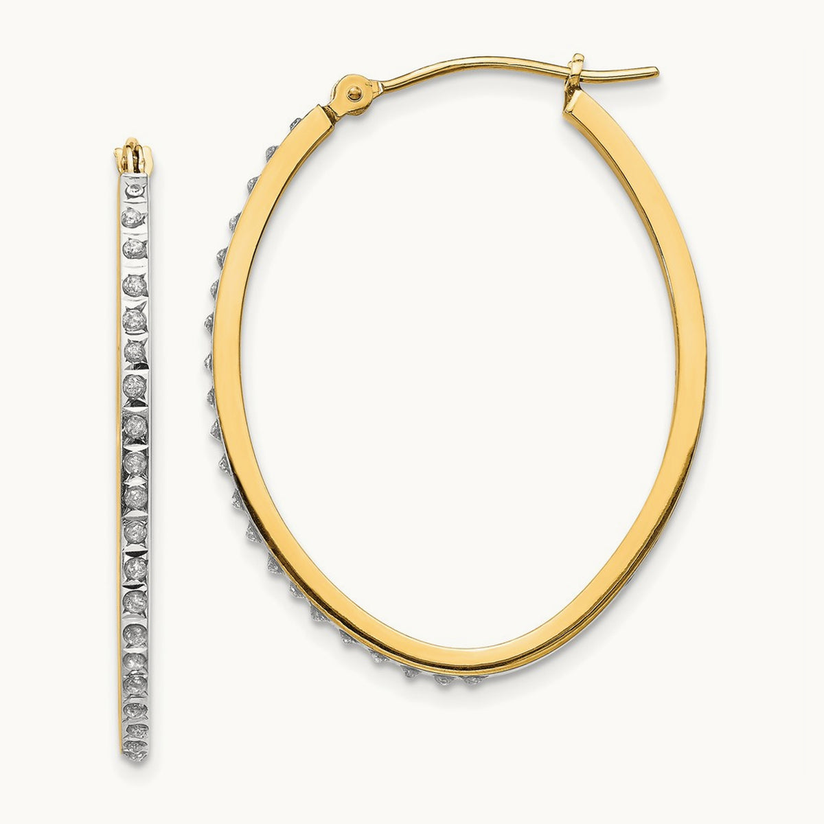 Diamond Fascination Diamond Dust/Accent Oval Hoop Earrings — 31mm