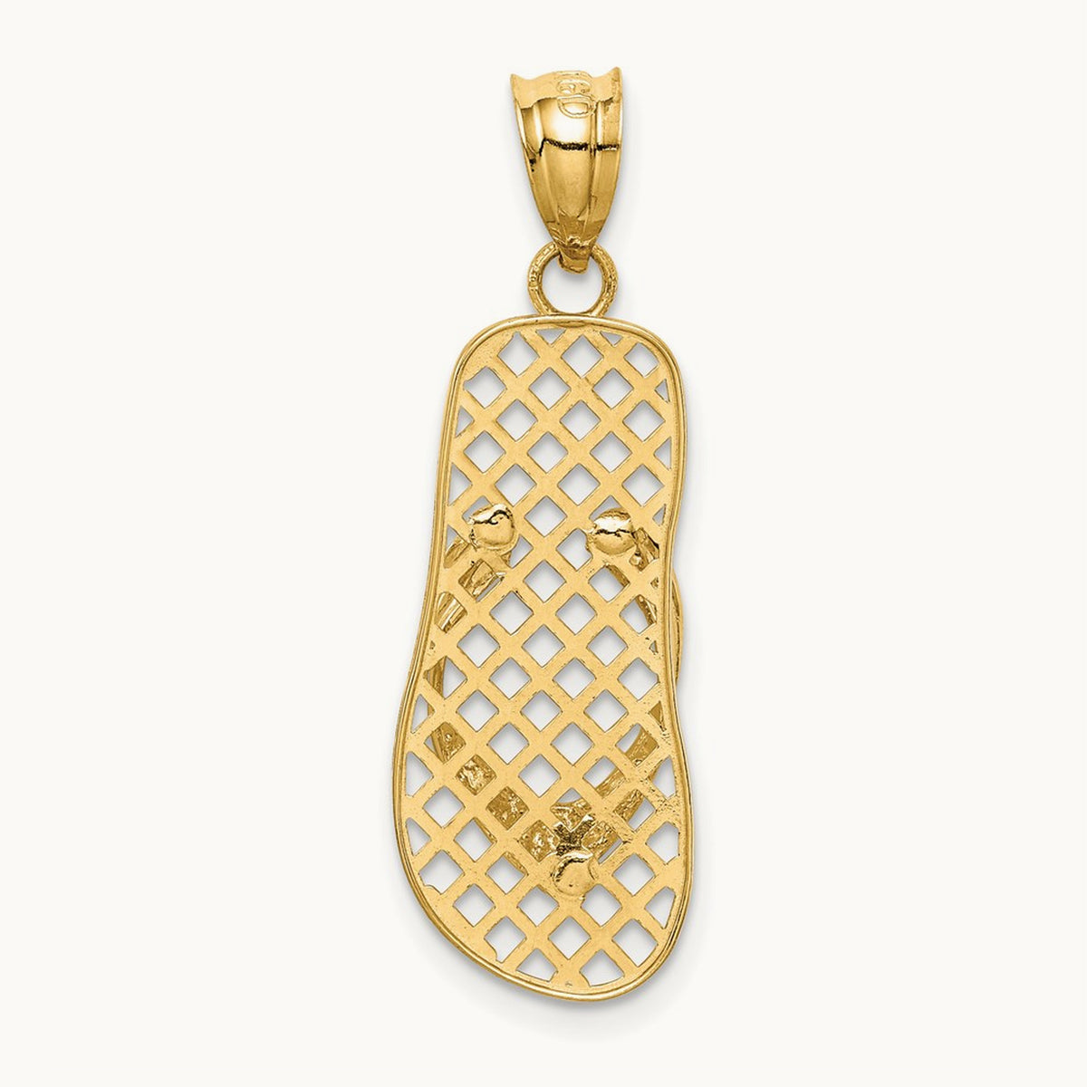 Mesh Flip flop Pendant, 14K