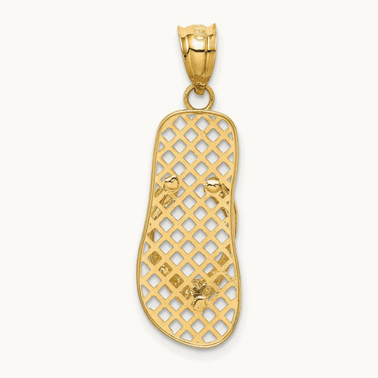 Mesh Flip flop Pendant, 14K