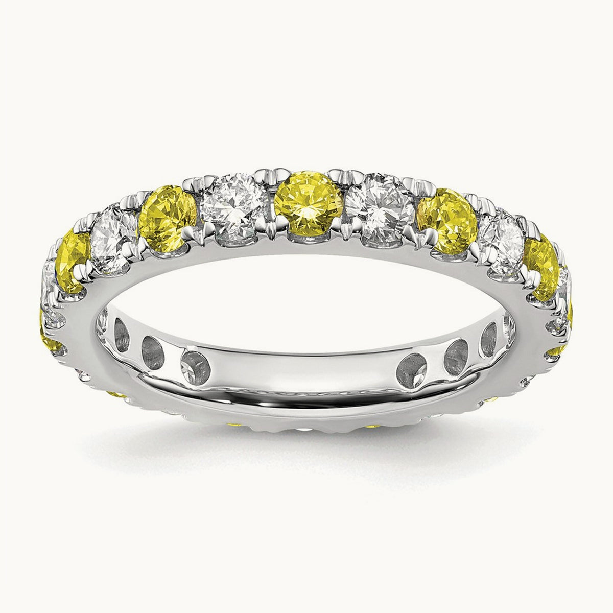 Created Yellow Sapphire Eternity Band — 14K White Gold, 3.25 mm