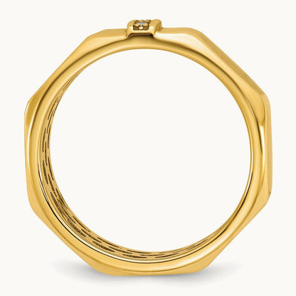 IB Goodman Mens Satin Complete .03ct Diamond Ring, 14K Yellow Gold