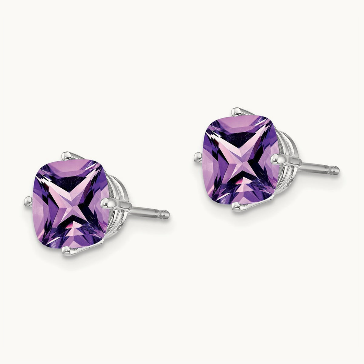 Cushion Earring Mounting, 7mm, 14K White Gold
