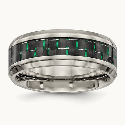 Polished with Black/Green Carbon Fiber Inlay Ring — photo set