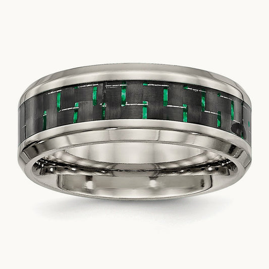 Polished with Black/Green Carbon Fiber Inlay Ring — photo set