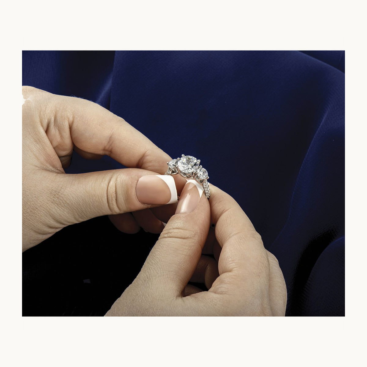Round 3 Stone Engagement Ring, 0.50-3.75 ct tw Lab-Grown Diamond — 1 3/4 ct, VS (Best) · Certified, 14K White Gold
