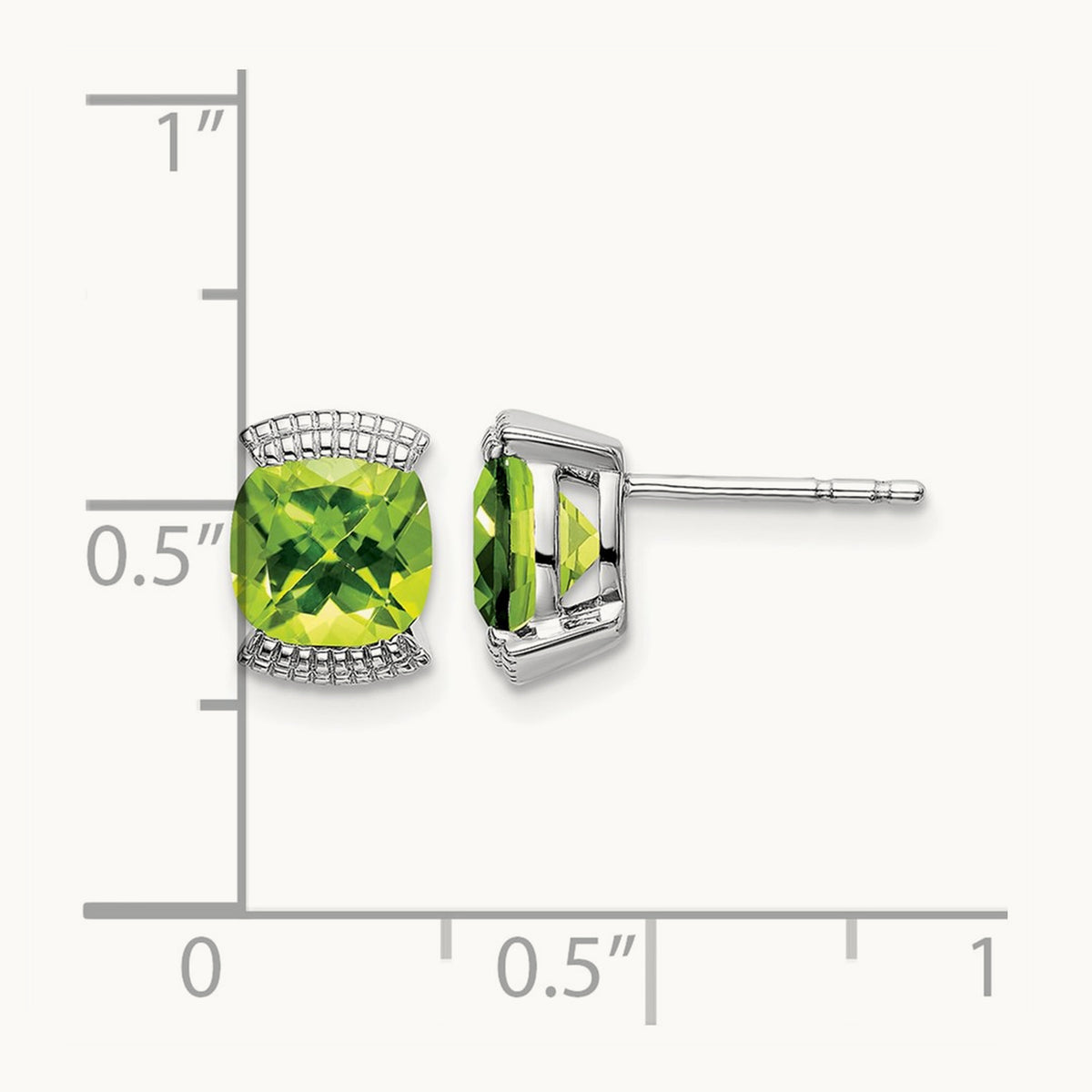 Peridot Post Earrings — 14K White Gold