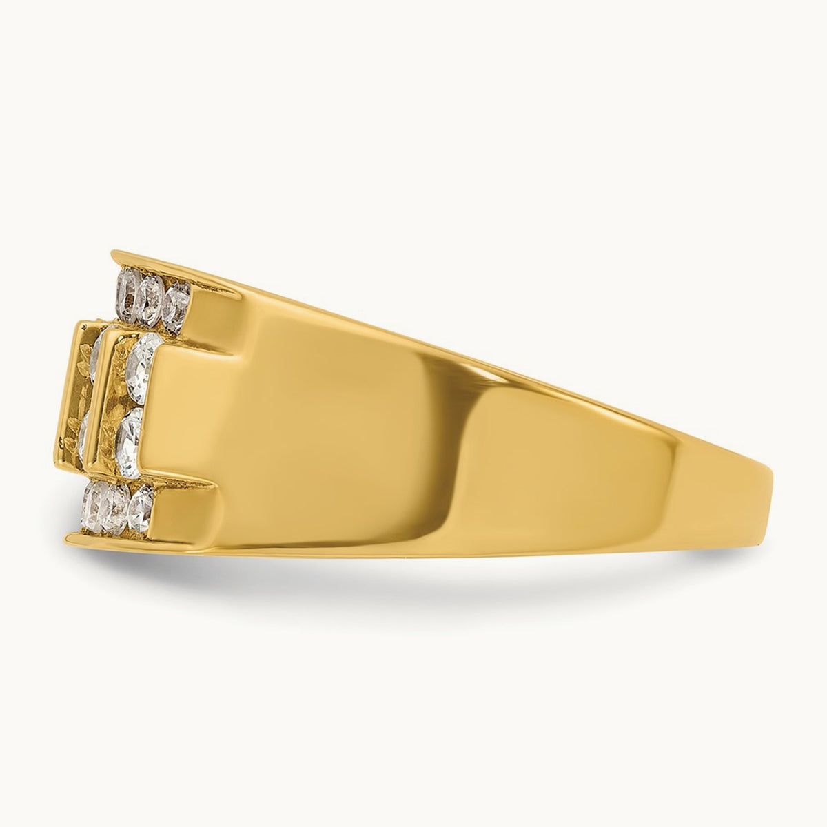 IBGoodman Men's Polished 4-Row 1 Carat Diamond Ring, 14K