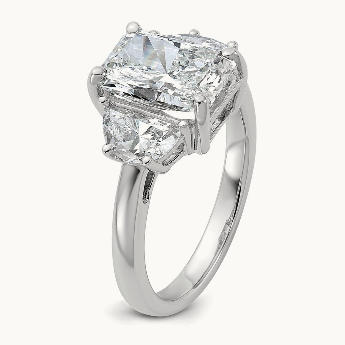 Radiant & 1/2 Moon Engagement Ring, 1.25-4.00 ct tw Lab-Grown Diamond — 4 ct, 14K White Gold