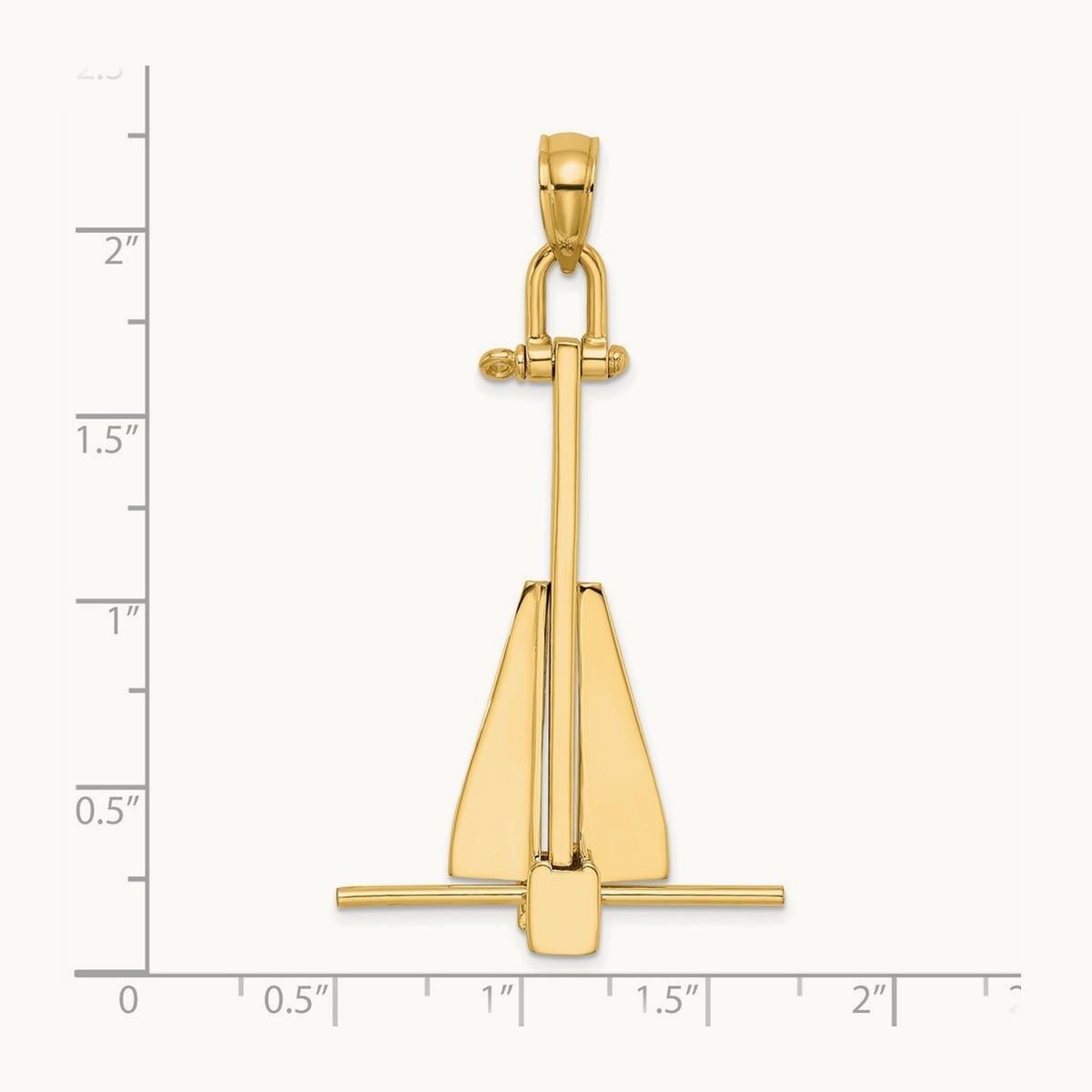 3-D Moveable Danforth Anchor Charm, 14K