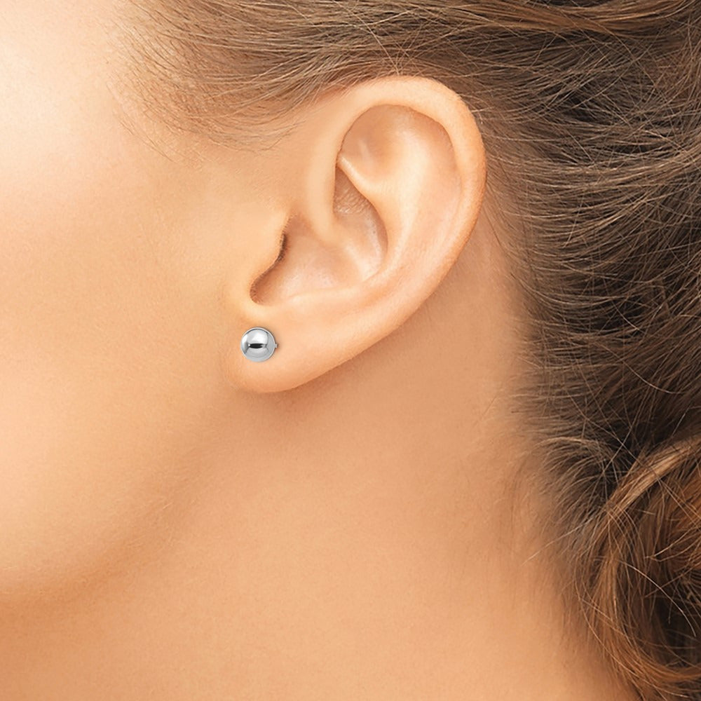 Polished Ball Post Earrings — 14K White Gold, 6mm