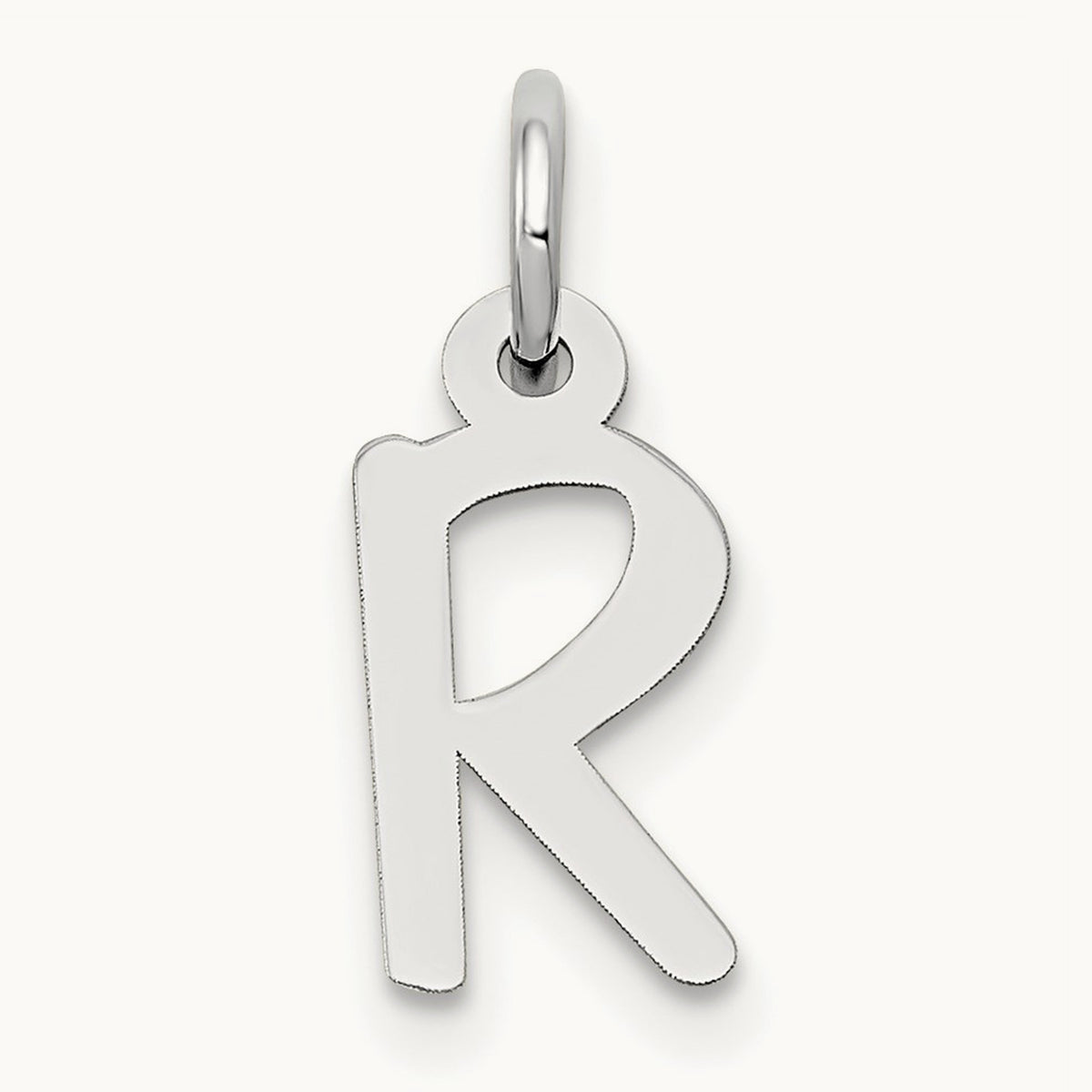 Small Slanted Block Initial Charm — 14K White Gold, R