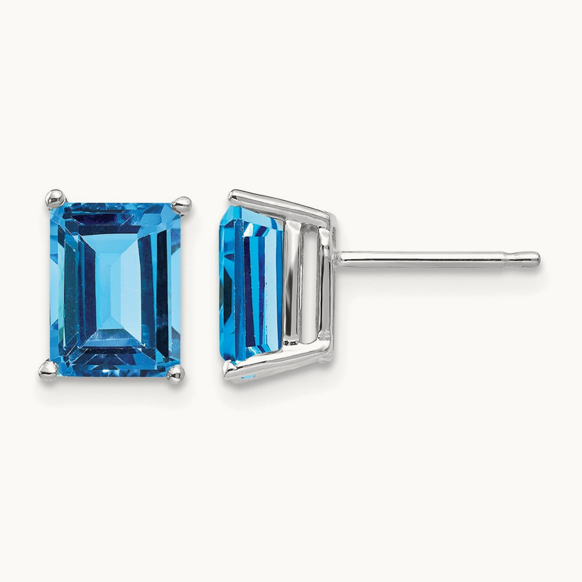 8x6mm Emerald Earring Mountings, 14K White Gold