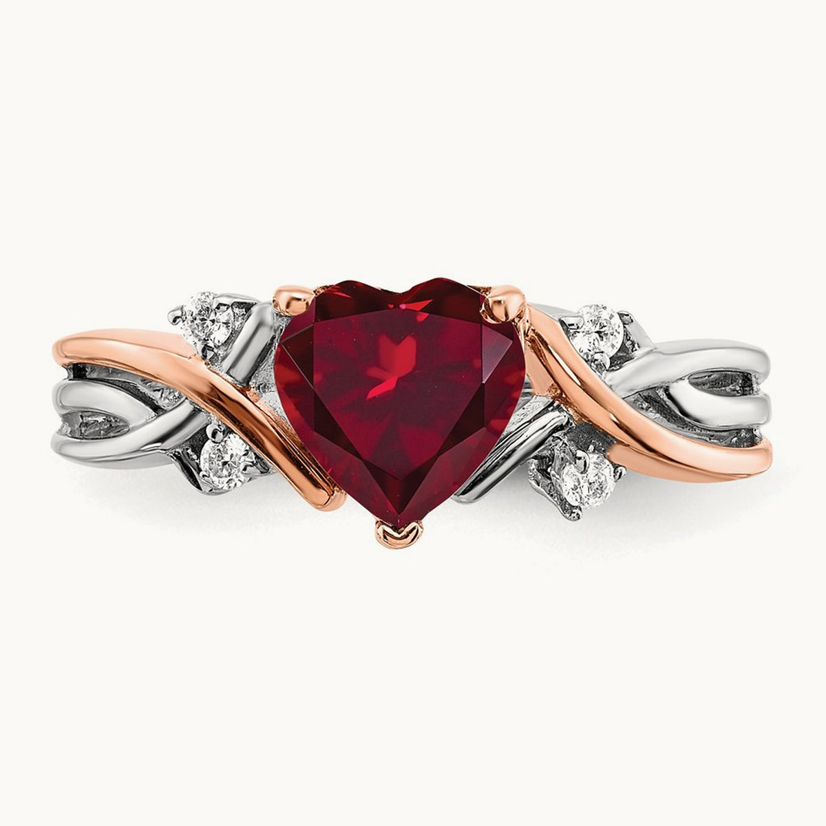 Heart Created Ruby and Diamond Ring, 14K Two-tone