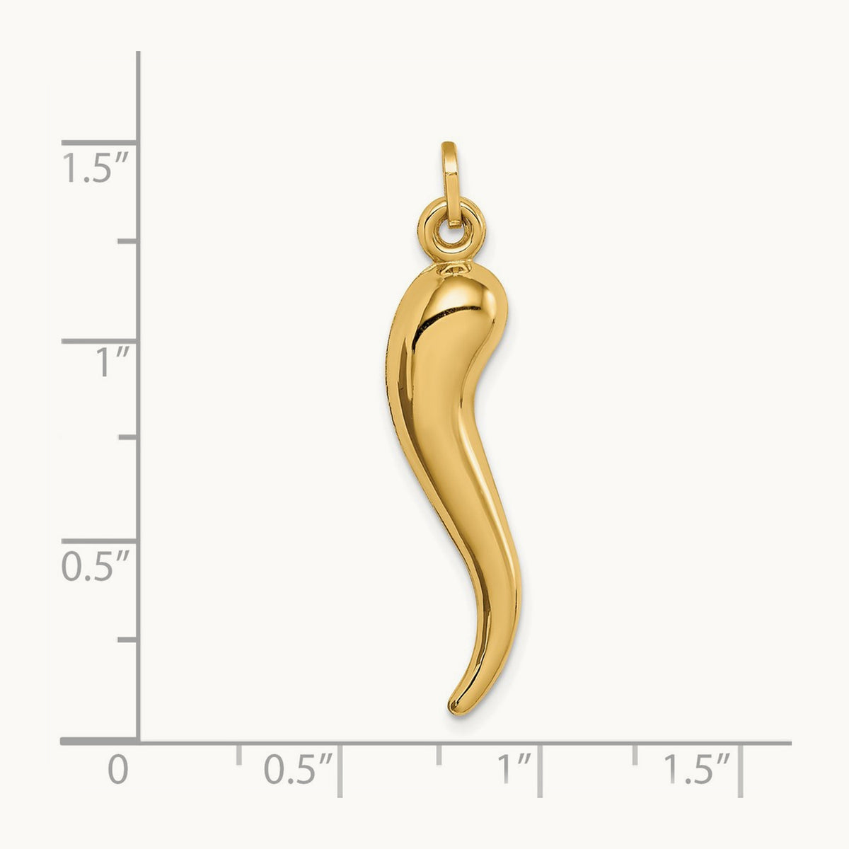 Hollow 3D Italian Horn Charm — 33mm