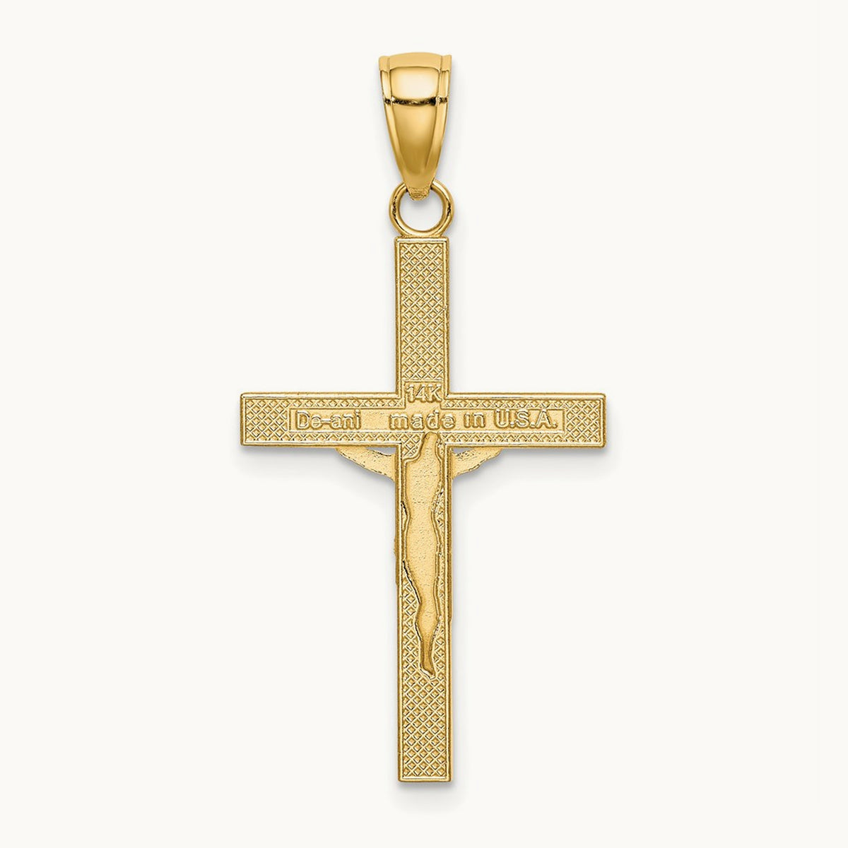 Polished and Textured Crucifix Charm, 14K