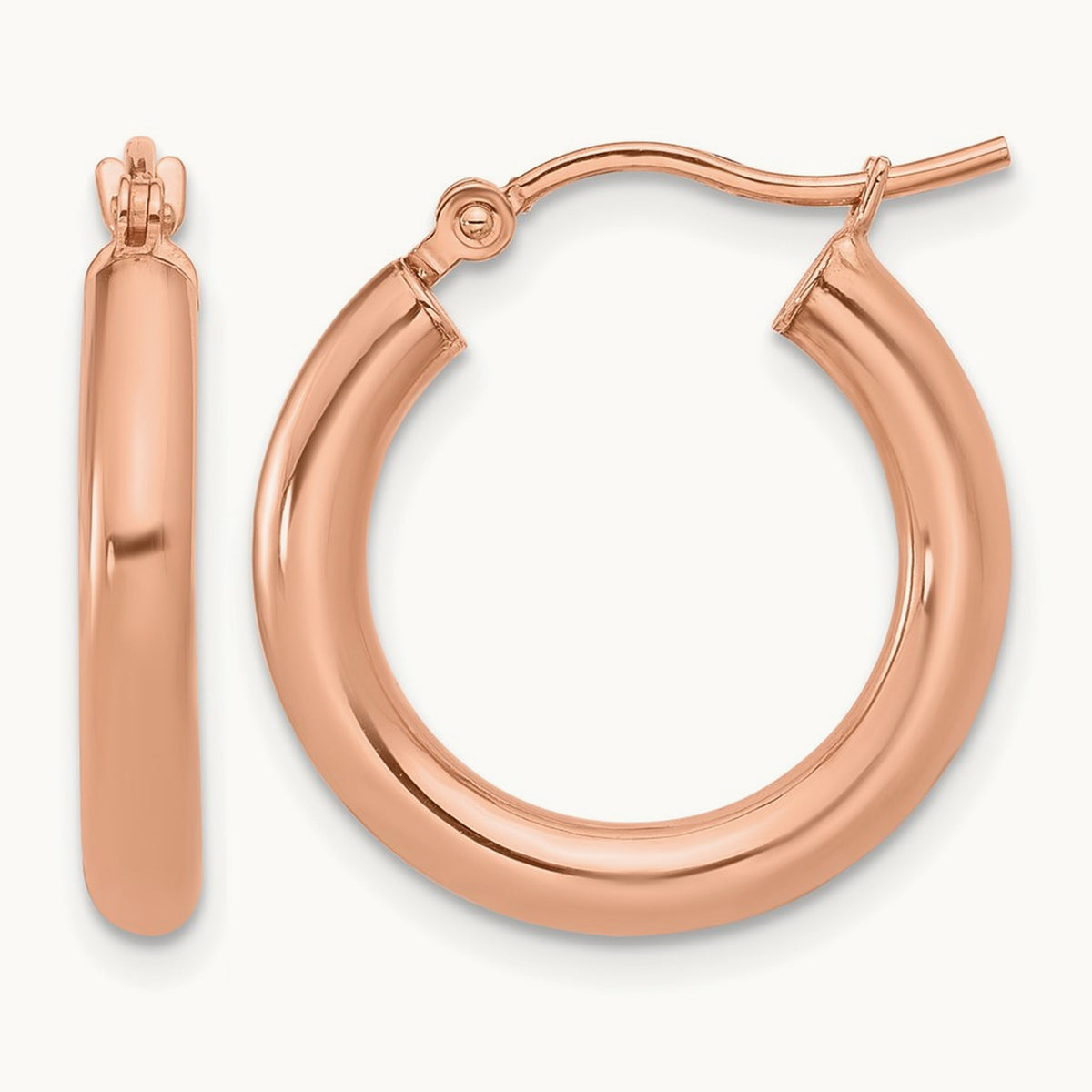 Polished Hoop Earrings, 10K Rose Gold — Leslie's