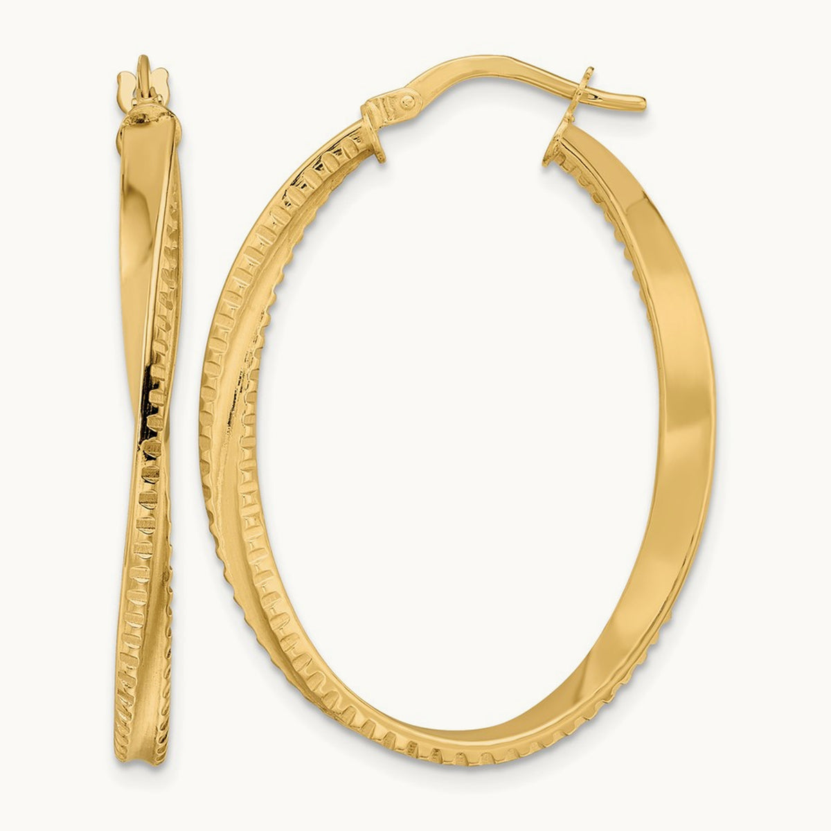 Polished Twisted Oval Hoop Earrings — 25.75mm
