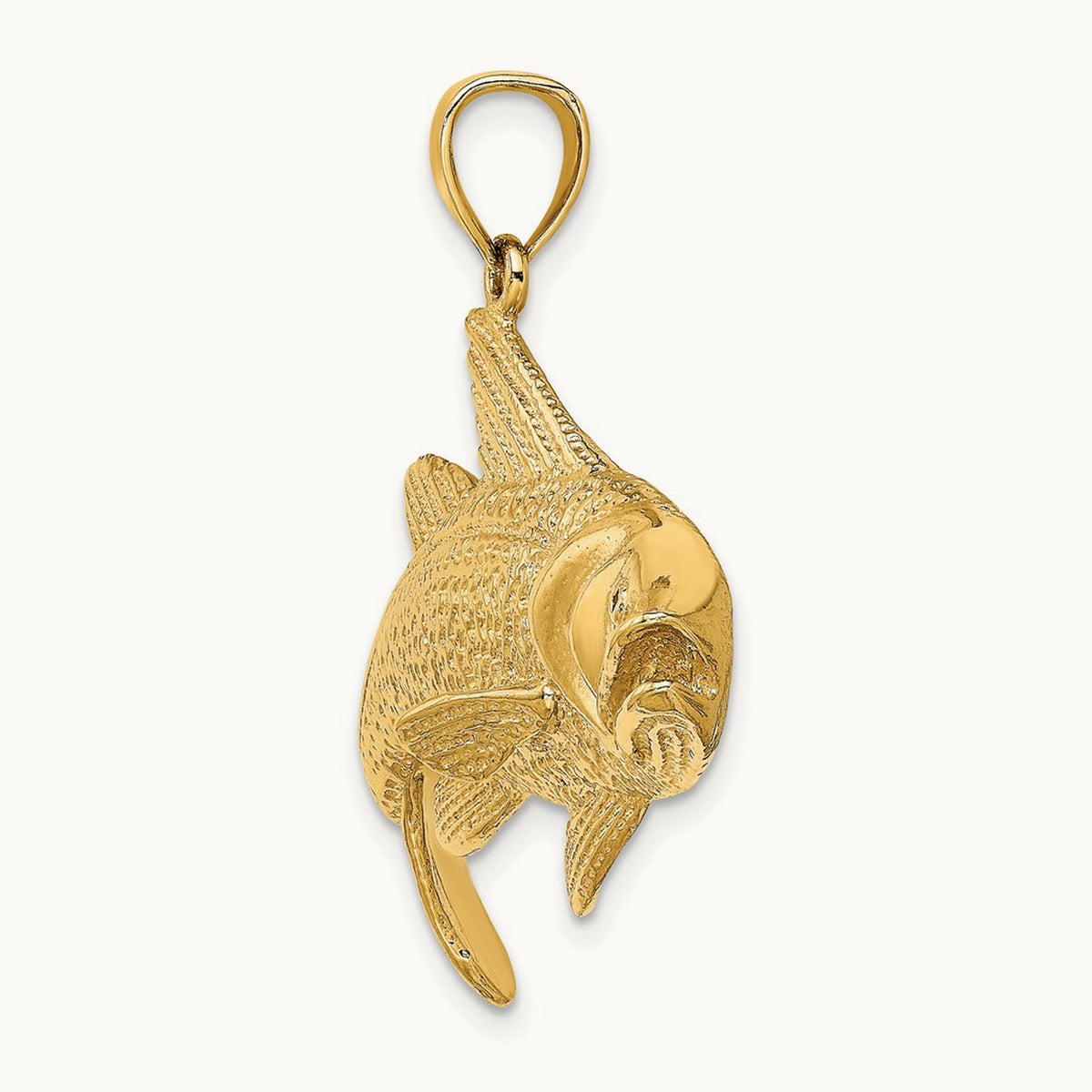 2-D Textured Red Fish Charm, 14K