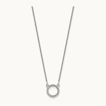 Diamond Open Circle Necklace, 14K White Gold
