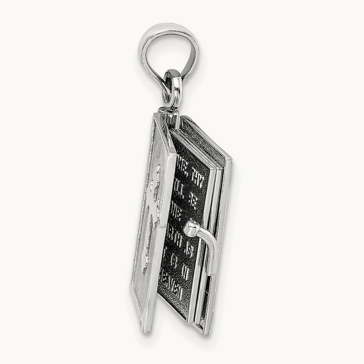 3D Lords Prayer Bible Pendant — 14K White Gold