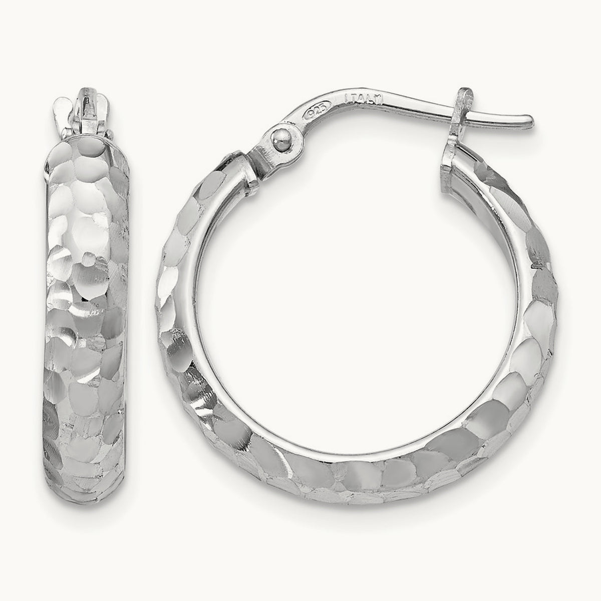 SS Radiant Essence Rhodium-plated Hinged Hoop Earrings — Leslie's