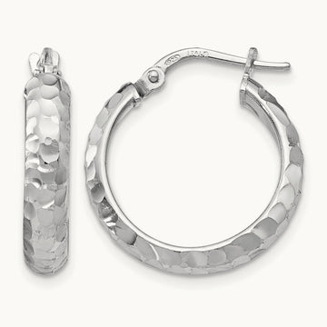 SS Radiant Essence Rhodium-plated Hinged Hoop Earrings — Leslie's