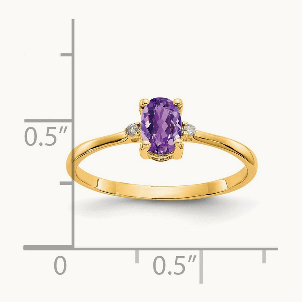 Diamond & Amethyst Birthstone Ring — 14K Yellow Gold, 6