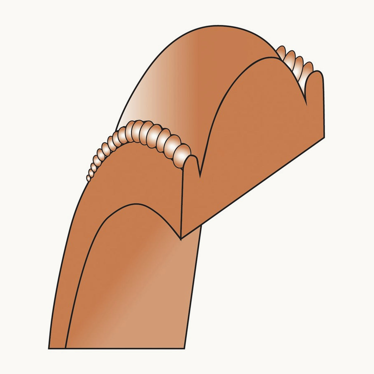 Lightweight Milgrain Half Round Band, 4mm, 10K Rose Gold