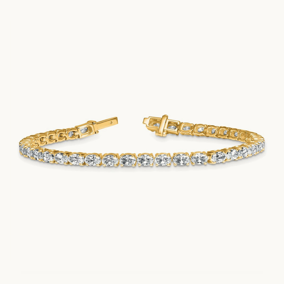 Oval Tennis Bracelet, 7.00 ct tw Lab-Grown Diamond — 14K Yellow Gold