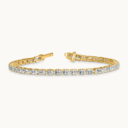 Oval Tennis Bracelet, 7.00 ct tw Lab-Grown Diamond — 14K Yellow Gold