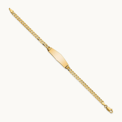 Soft Diamond Shape Flat Curb Link ID Bracelet, 14K