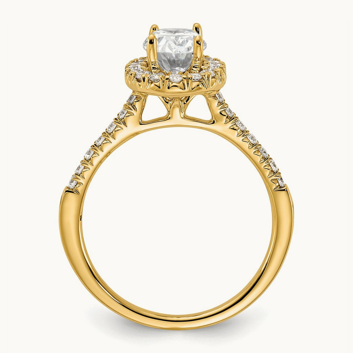 Oval Halo Engagement Ring, 0.25-2.50 ct tw Lab-Grown Diamond — 14K Yellow Gold