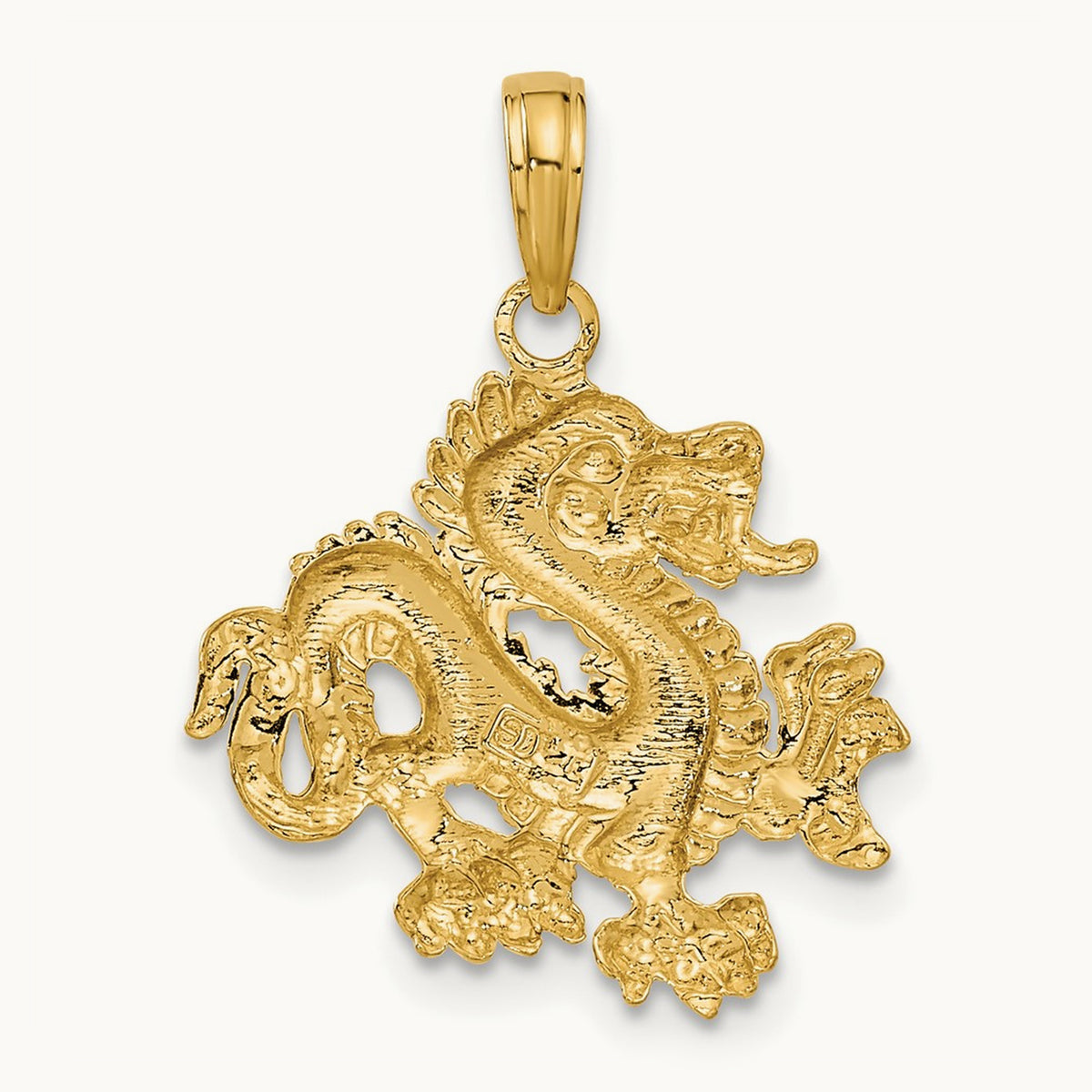Solid Polished Dragon Pendant — 23mm
