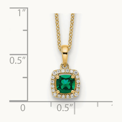 Created Emerald Necklace, 1/10 ct Lab-Grown Diamond