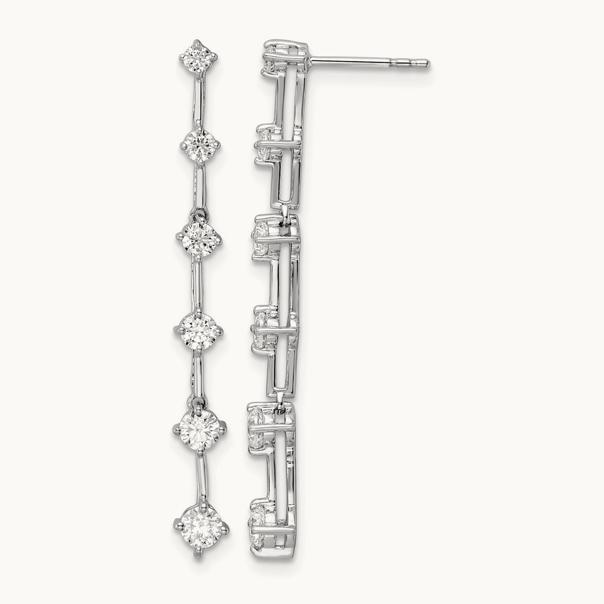 6 Stone Dangle Post Earrings, 1.00 ct tw Lab-Grown Diamond