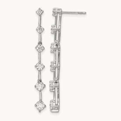 6 Stone Dangle Post Earrings, 1.00 ct tw Lab-Grown Diamond