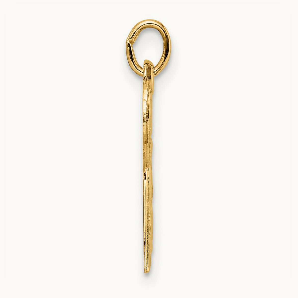 Polished and Textured Solid Chai Symbol Pendant, 14K