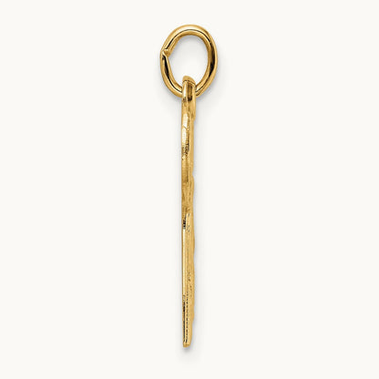 Polished and Textured Solid Chai Symbol Pendant, 14K