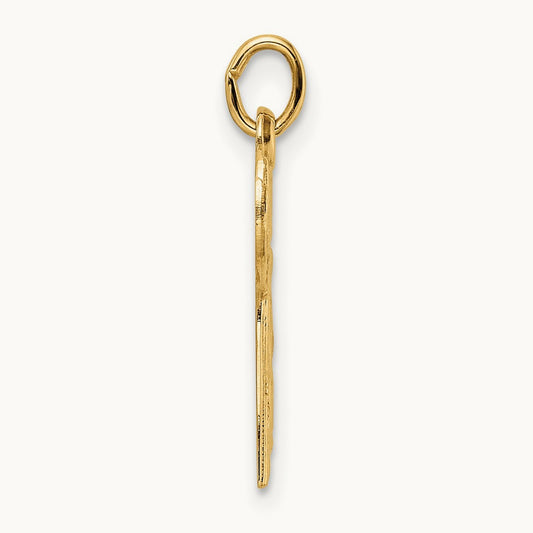 Polished and Textured Solid Chai Symbol Pendant, 14K