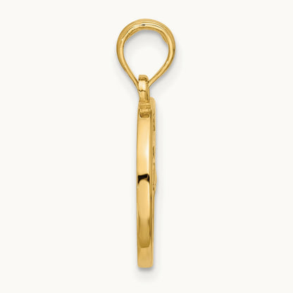 Polished Round Libra Pendant, 14K