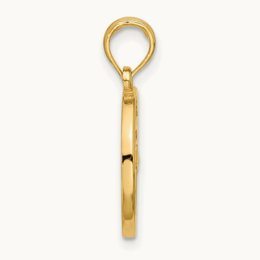 Polished Round Libra Pendant, 14K