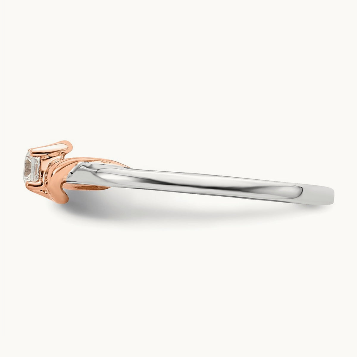 First Promise Polish Complete Round Diamond Promise Ring, 14K White with Rose