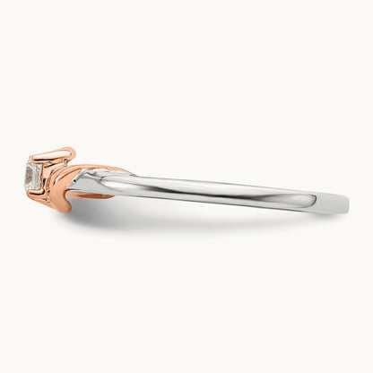 First Promise Polish Complete Round Diamond Promise Ring, 14K White with Rose