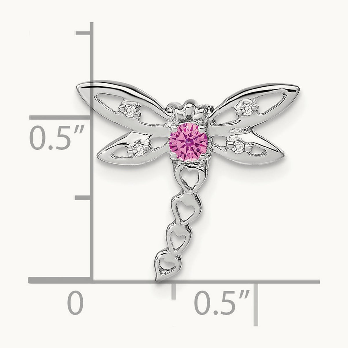 Cr. Pink Sapphire and Diamond Dragonfly Chain Slide, 14K White Gold