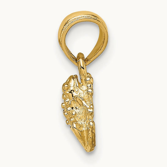 2-D Textured Miniature Frog Charm, 14K