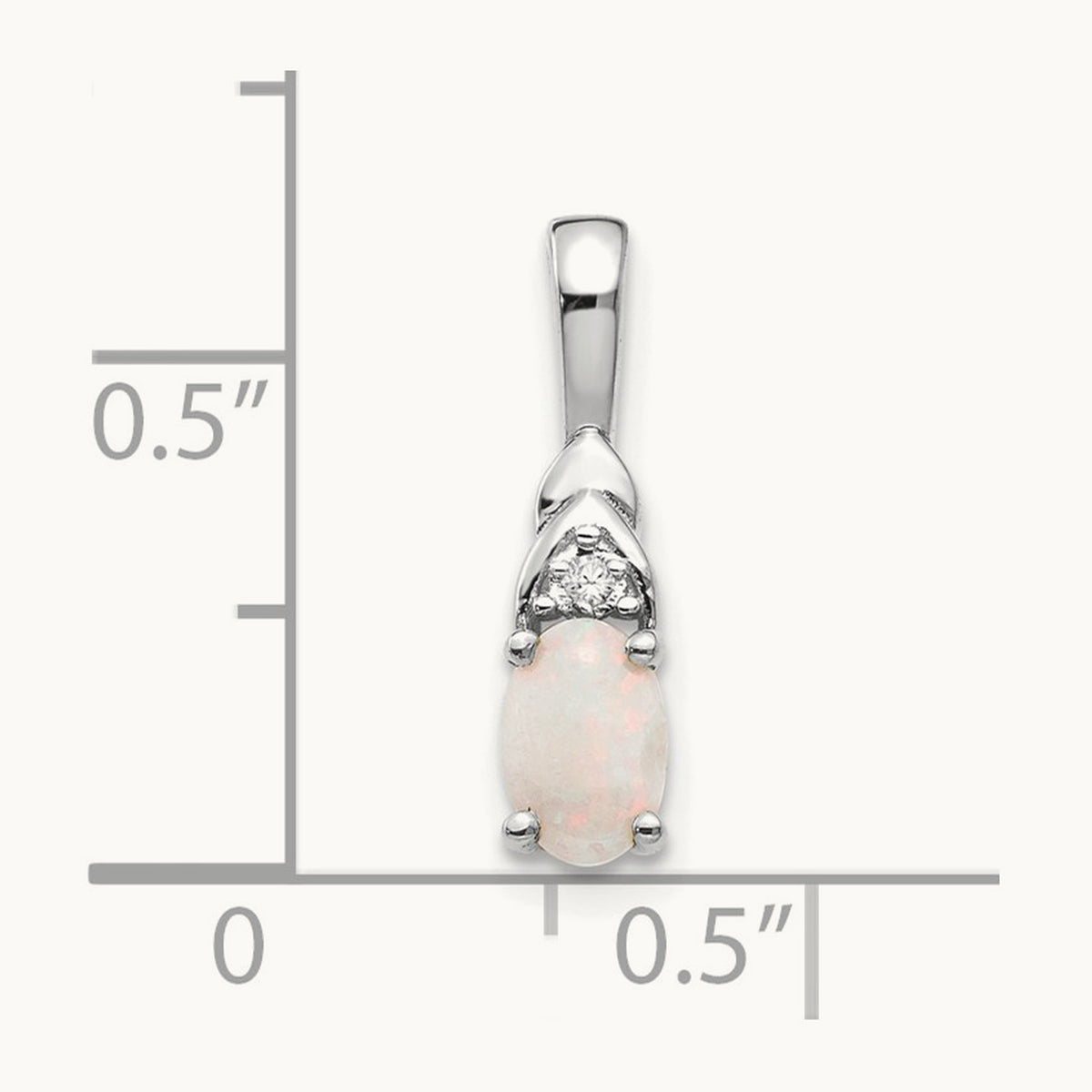 Opal and Diamond Pendant — 14K White Gold